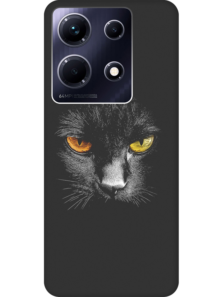 

Силиконовый чехол на Infinix Note 30 с принтом "Котик с янтарными глазами" матовый черный, Черный;белый;золотистый, 773943712