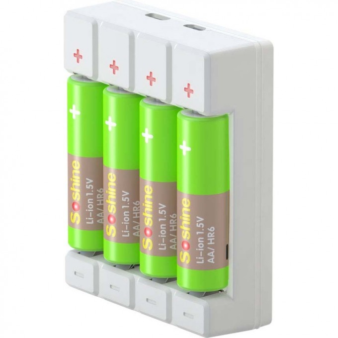 

Комплект: зарядное устройство Soshine Chocolate Li + 4 АКБ Soshine Li-Ion AA 1,5 В