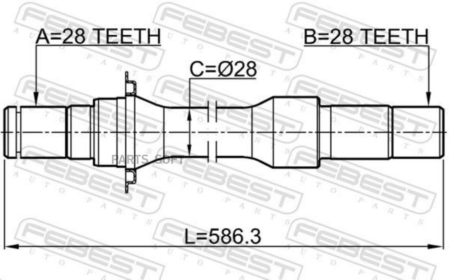 

Полуось Правая 28x586.5x28 Febest арт. 2212SEDRH