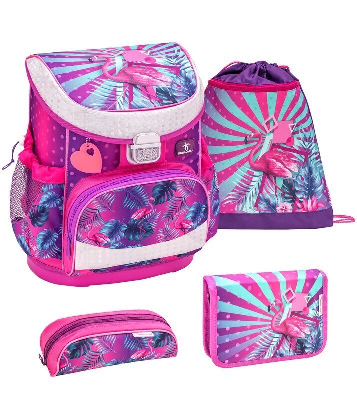 фото Набор belmil ранец mini-fit tropical flamingo set,пенал,пенал-косметичка,сумка для обуви