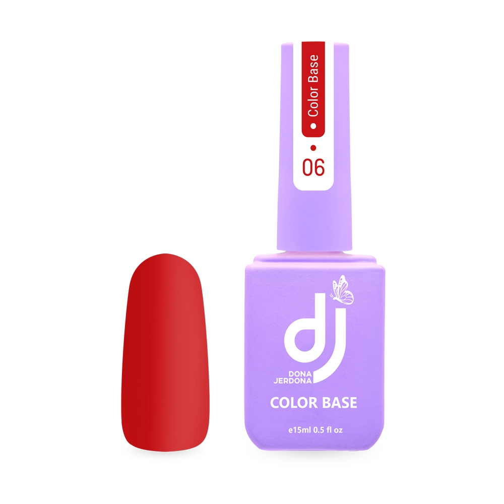 

Цветная камуфлирующая база Dona Jerdona для ногтей Color Base тон №06 красный 15 мл