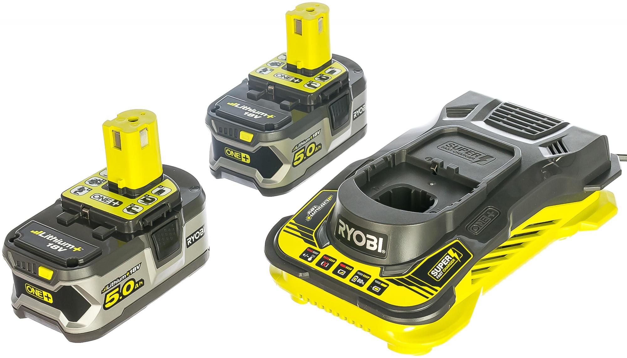 фото Набор ryobi one+ rc18150-250 аккумулятор (18 в; 5.0 a*ч; li-ion) 2 шт. и з/у rc18-150