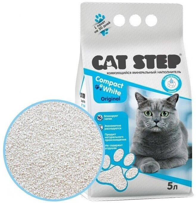 

Cat Step минеральный Compact White Original 10л комкующийся