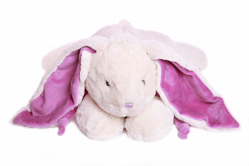 фото Мягкая игрушка lapkin кролик, 45 см, белый/фиолетовый at365050