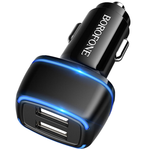 Автомобильное зарядное устройство Borofone BZ14 Max Dual Black 2 USB-порта 2.4А, черный