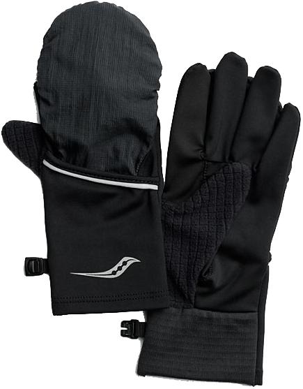 фото Перчатки беговые saucony 2020-21 fortify convertible gloves black (us:m)