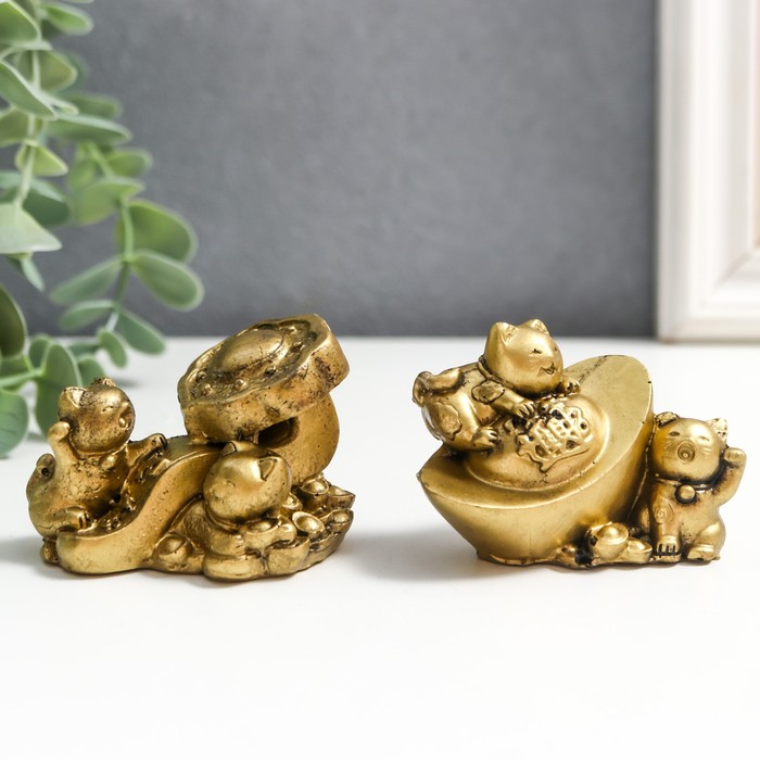 

Нэцке полистоун под бронзу Котики манеко-нэко МИКС 4х3х5 см