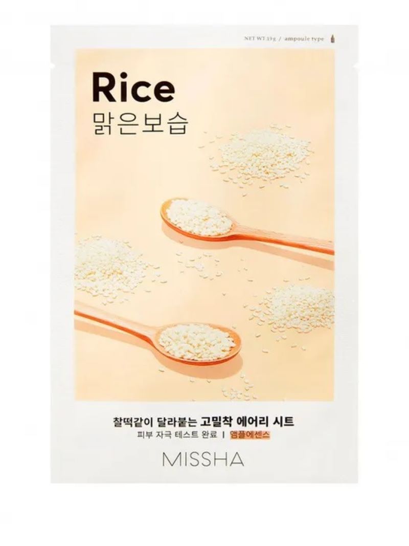 Маска для лица MISSHA освежающая с экстрактом риса для тусклой кожи, 19 г, 2 шт тонер для лица с экстрактом риса bioaqua rice raw pulp toner 120 мл