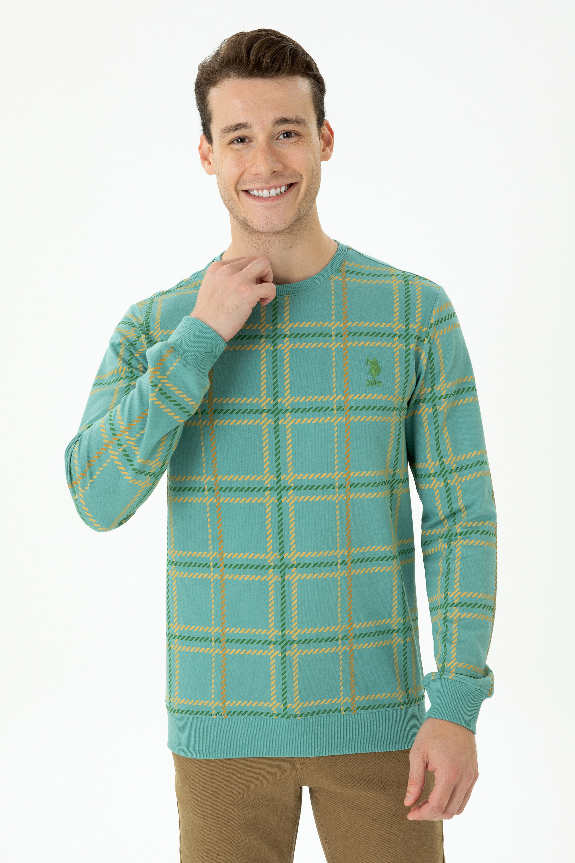 

Свитшот мужской U.S. POLO Assn. G081GL0820WELL бирюзовый S, G081GL0820WELL