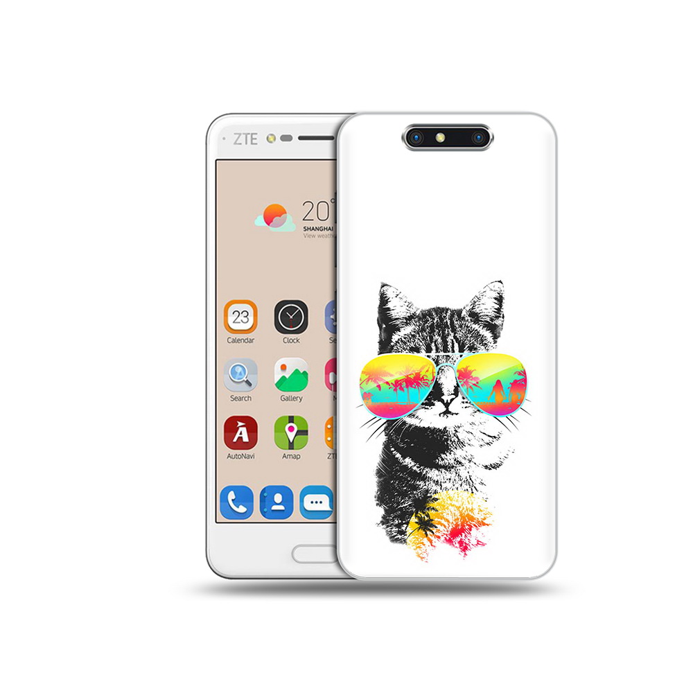 

Чехол MyPads Tocco для ZTE Blade V8 крутой кот (PT100217.451.425), Прозрачный, Tocco