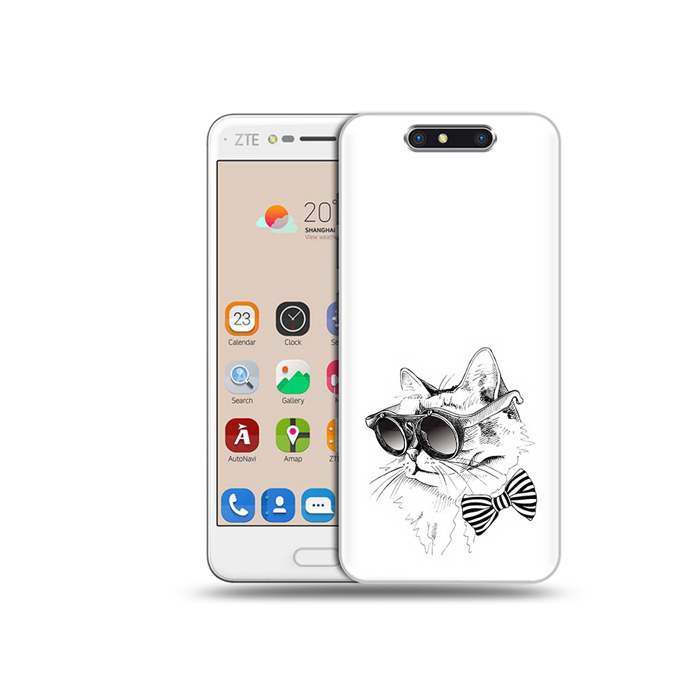 Чехол MyPads Tocco для ZTE Blade V8 крутая кошка в очках (PT100217.451.421)