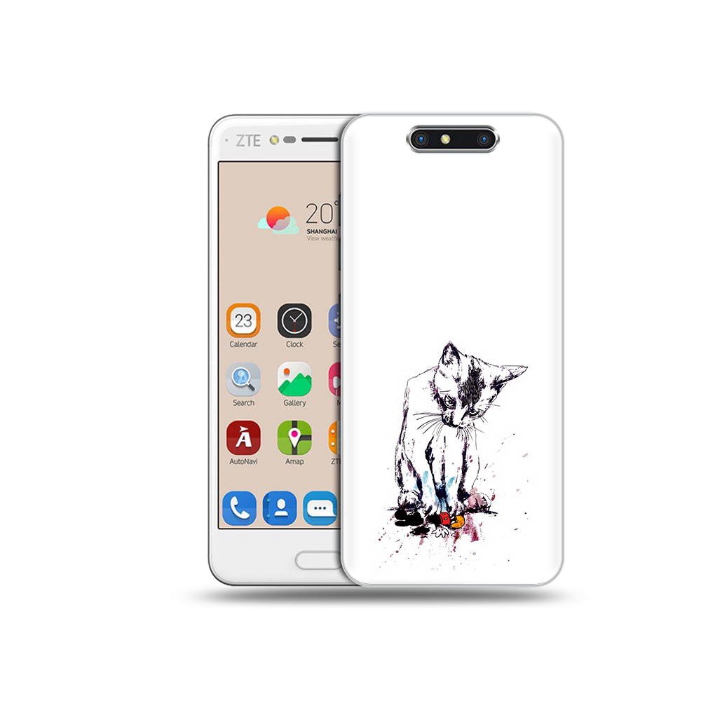 

Чехол MyPads Tocco для ZTE Blade V8 кот и микки (PT100217.451.399), Прозрачный, Tocco