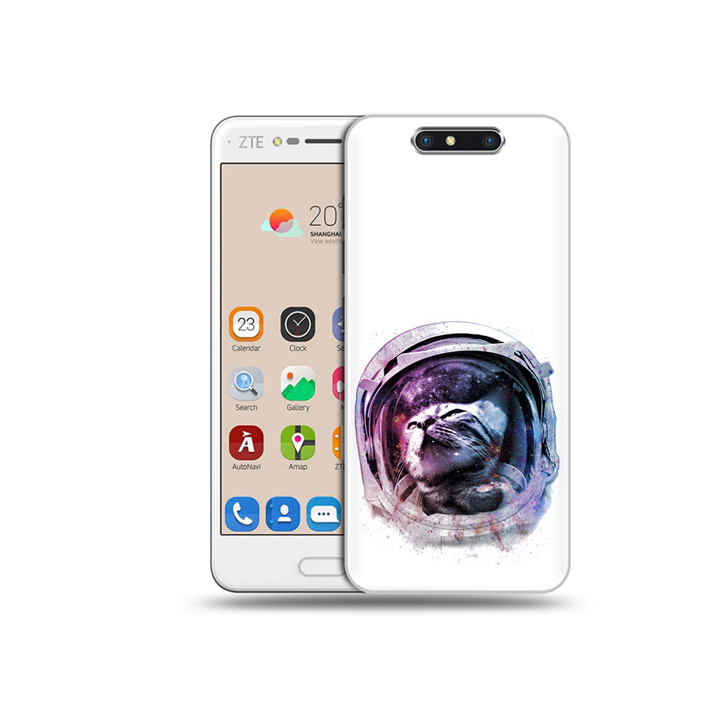 

Чехол MyPads Tocco для ZTE Blade V8 кот в шлеме (PT100217.451.396), Прозрачный, Tocco