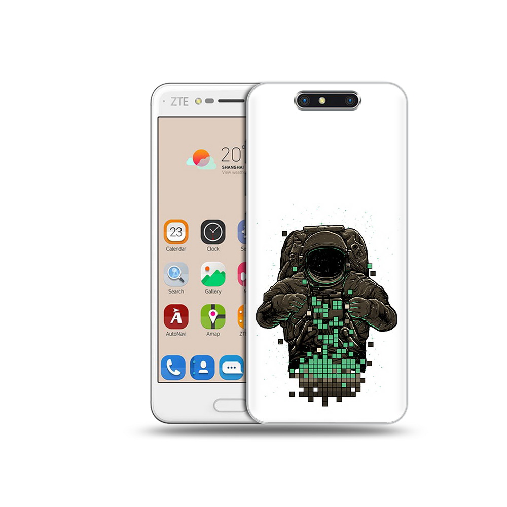 

Чехол MyPads Tocco для ZTE Blade V8 космонавт с пикселями (PT100217.451.394), Прозрачный, Tocco