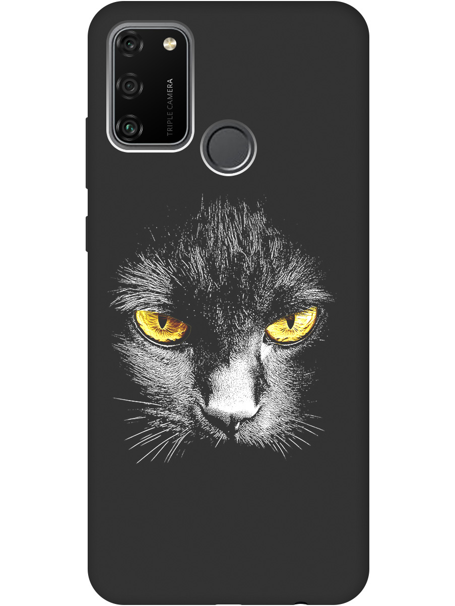 

Силиконовый чехол на Honor 9A с принтом "Котик с янтарными глазами" матовый черный, Черный;белый;золотистый, 722942012