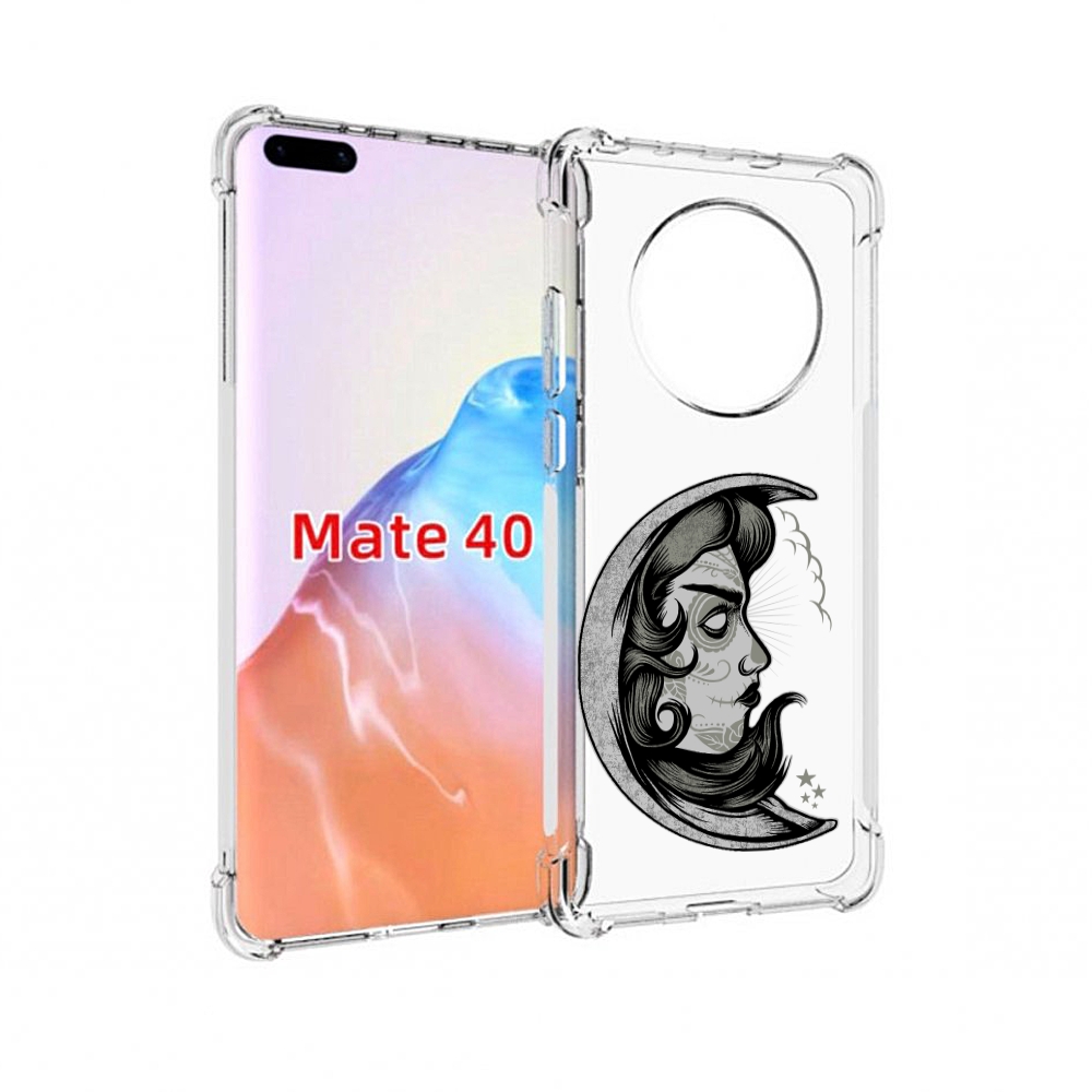 

Чехол MyPads Tocco для Huawei Mate 40 черно белая луна с лицом, Прозрачный, Tocco