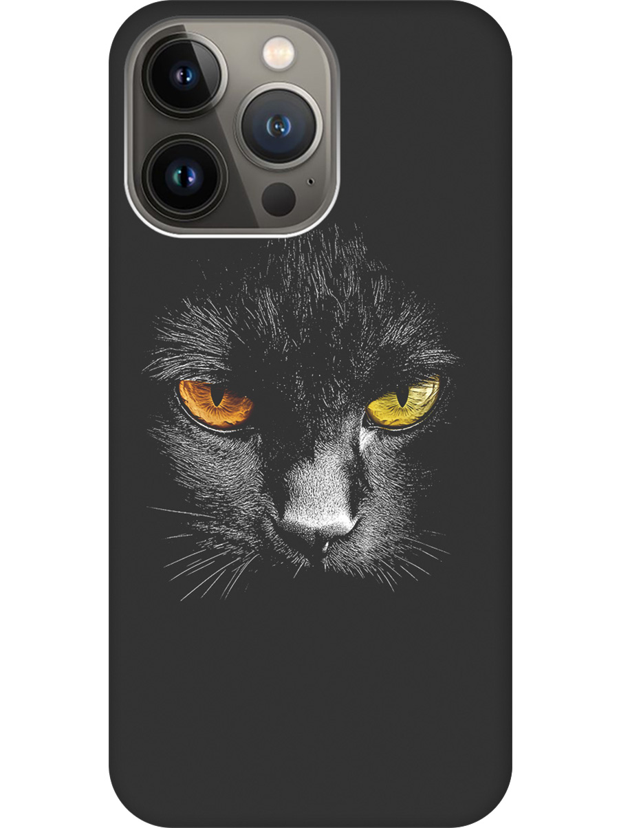 

Силиконовый чехол на Apple iPhone 14 Pro Max с принтом матовый черный 833522, Черный;белый;золотистый, 745400812