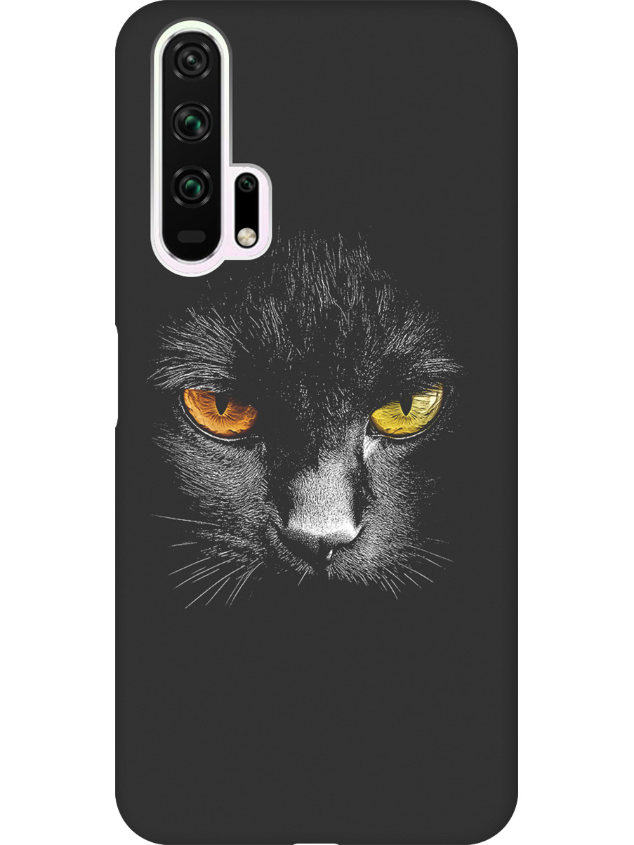 

Силиконовый чехол на Honor 20 Pro с принтом "Котик с янтарными глазами" матовый черный, Черный;белый;золотистый, 721700712