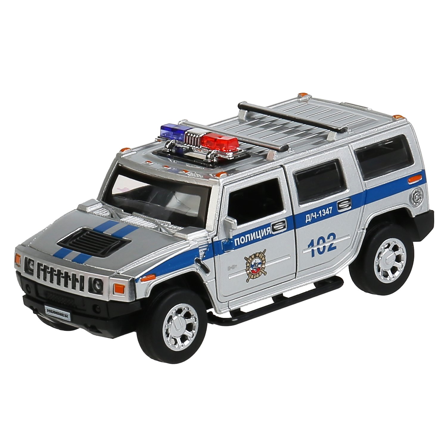 

Модель машины Технопарк Hummer H2, Полиция, инерционная НUМ2-12РОL-SR, Серебристый, НUМ2-12РОL-SR