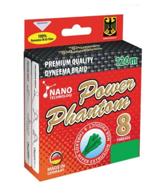 Шнур Power Phantom 8x, 120м, зеленый, 0,40мм, 46,1кг