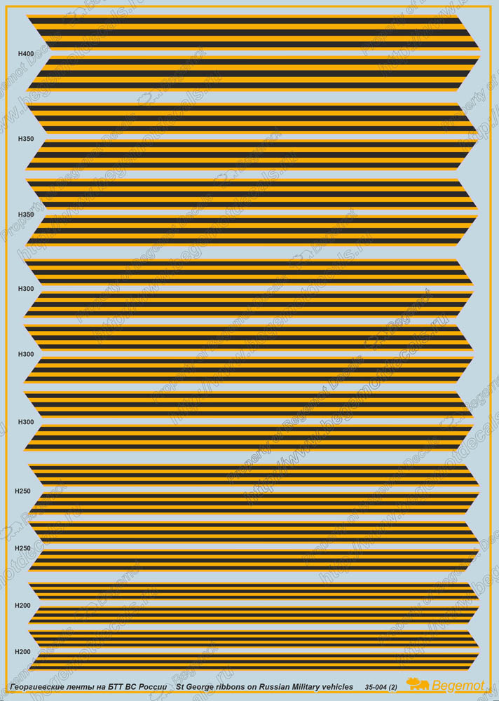 35004 Begemot 1/35 Георгиевские ленты на бронетехнике и автомобилях Вооруженных Сил России