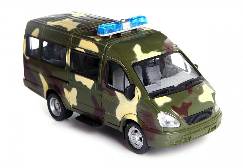 Микроавтобус Play Smart ГАЗель, армейский, инерционный, свет, звук, 1/27 9098-F