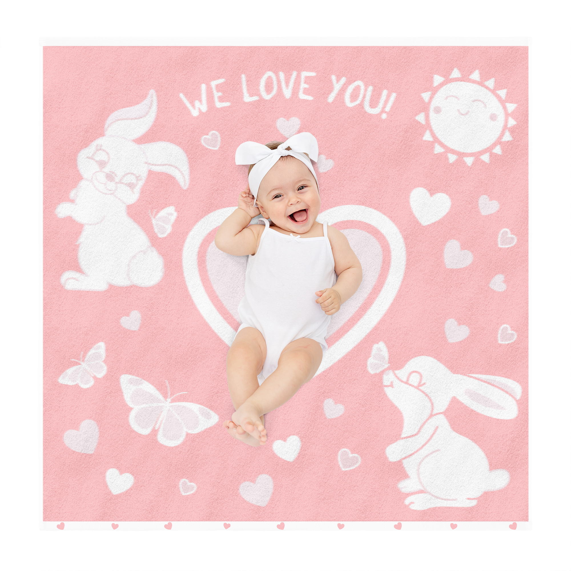 Полотенце Детское LoveMe, 100х100 см, 420г/м2, Зайки we love you, 100% хлопок, 782180 полотенце пончо для новорожденного детское с капюшоном atlasplus 100х100 см кремовый