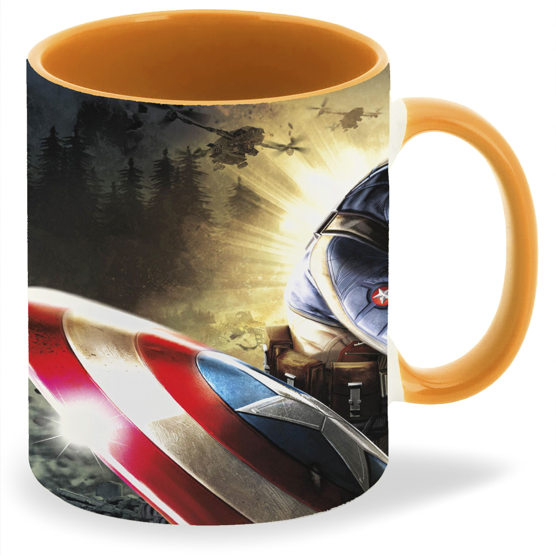 

Кружка CoolPodarok captain america super soldier Капитан Америка бросает щит Танки на фоне, captain america super soldier Капитан Америка бросает щит Танки на фоне