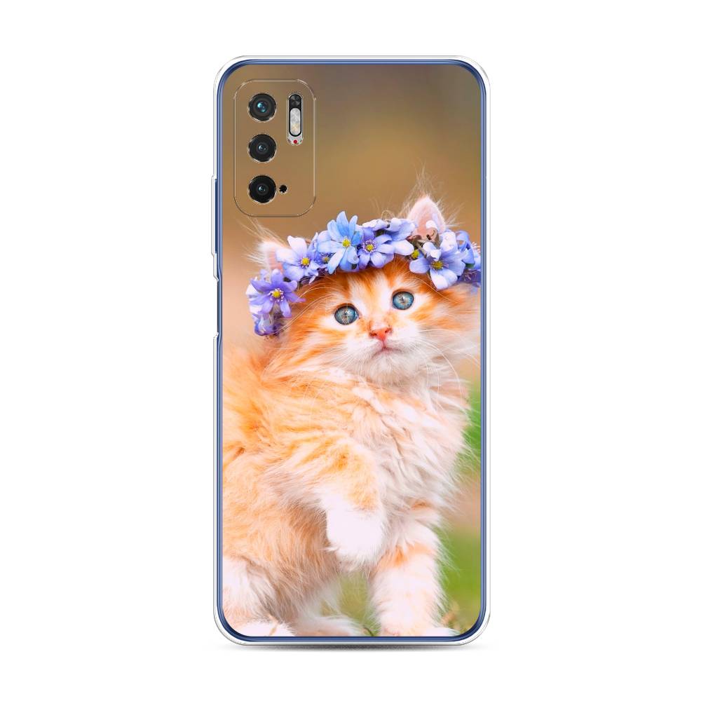 фото Силиконовый чехол "рыжий кот в венке" на xiaomi redmi note 10t awog