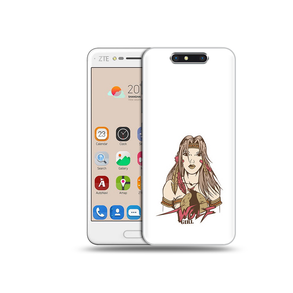 

Чехол MyPads Tocco для ZTE Blade V8 девушка волк (PT100217.451.306), Прозрачный, Tocco