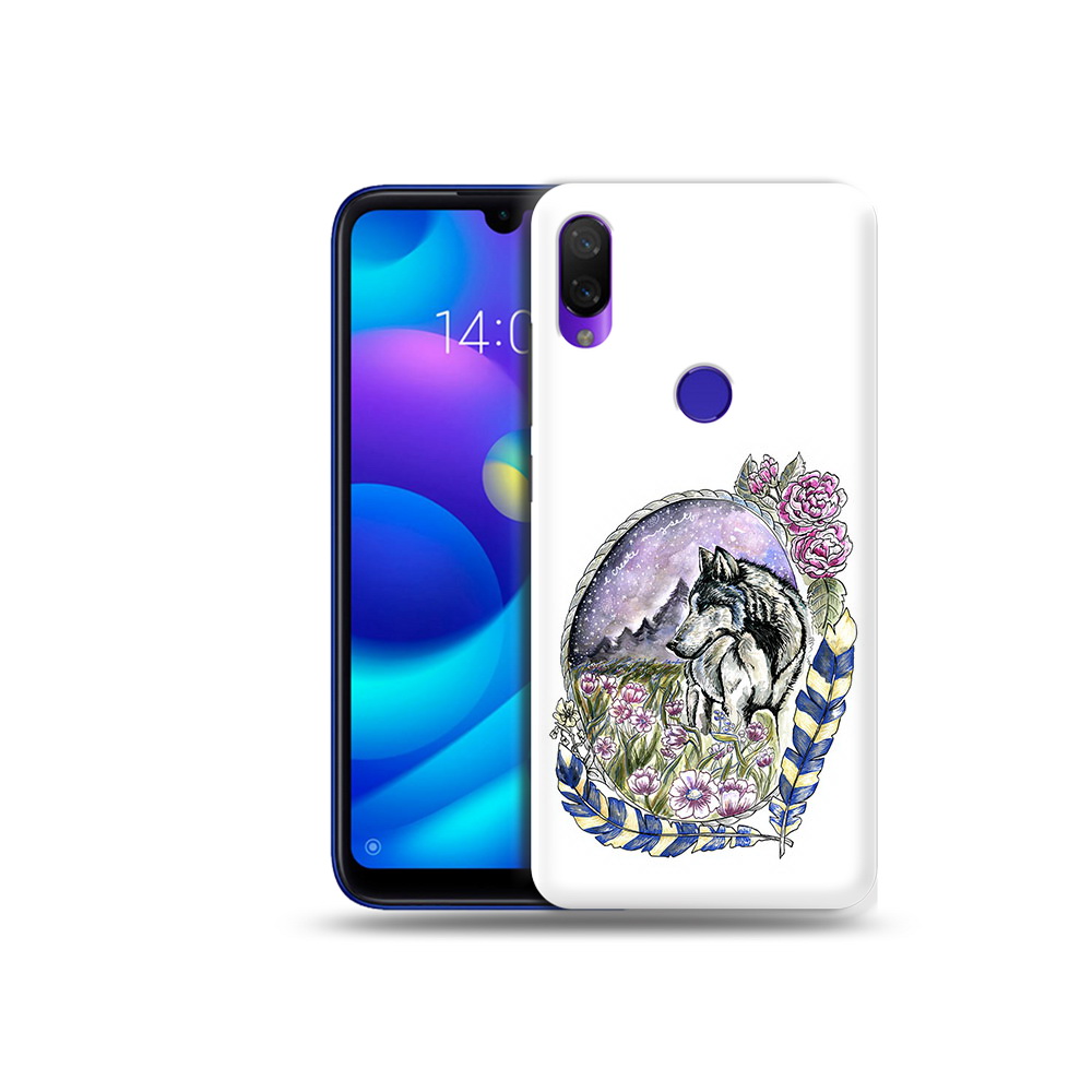 

Чехол MyPads Tocco для Xiaomi Mi Play нарисованный волк в цветах с перьями, Прозрачный, Tocco