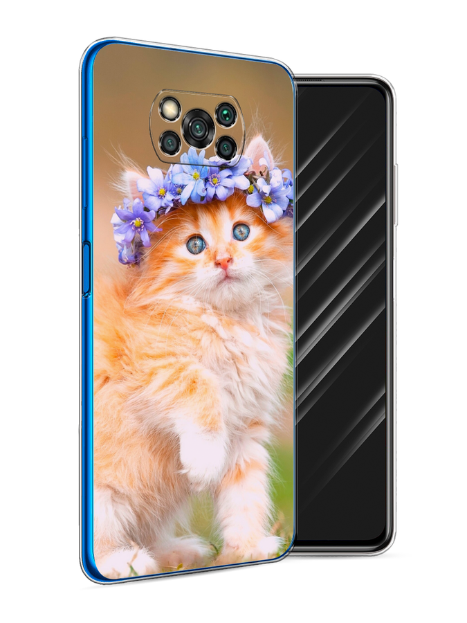 

Чехол Awog на Poco X3/X3 Pro "Рыжий кот в венке", Разноцветный, 310650-1