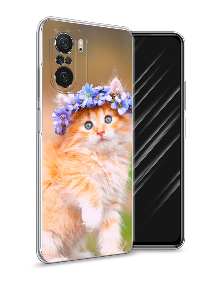 

Чехол Awog на Poco F3/Redmi K40/Mi 11i "Рыжий кот в венке", Разноцветный, 312650-1