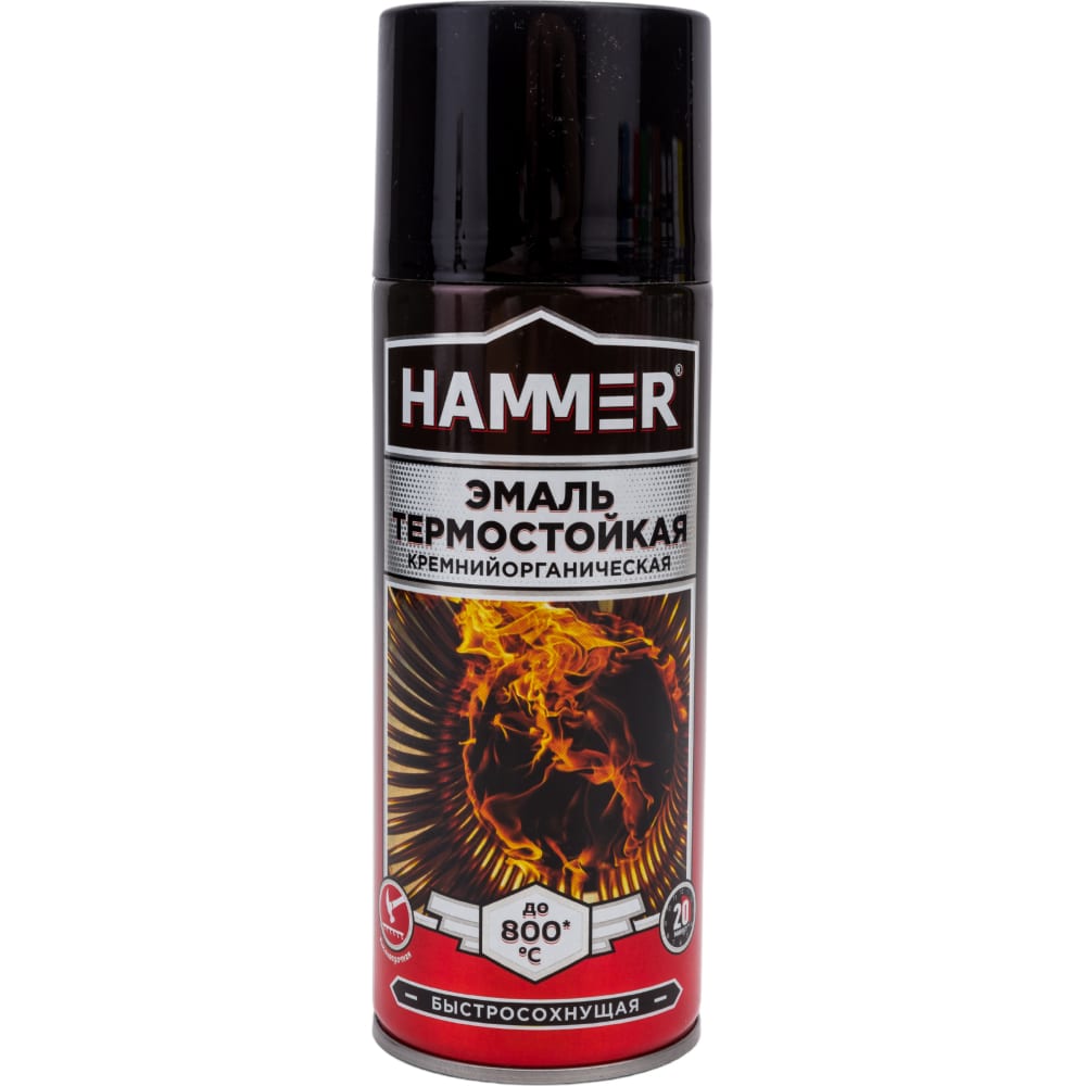 Hammer Эмаль термостойкая КО аэрозоль серебристый 520мл./0,27кг 5001/800С±5С ЭК000139188