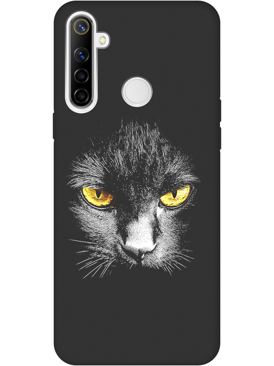 

Силиконовый чехол на Realme 5/6i/C3 с принтом матовый черный 833493, Черный;белый;золотистый, 726149612