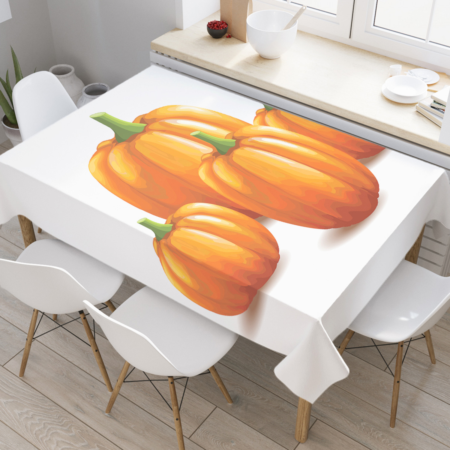 

Скатерть прямоугольная JoyArty "Тыквы для хэллоуина" из оксфорда, 180x145см, Белый, Тыквы для хэллоуина