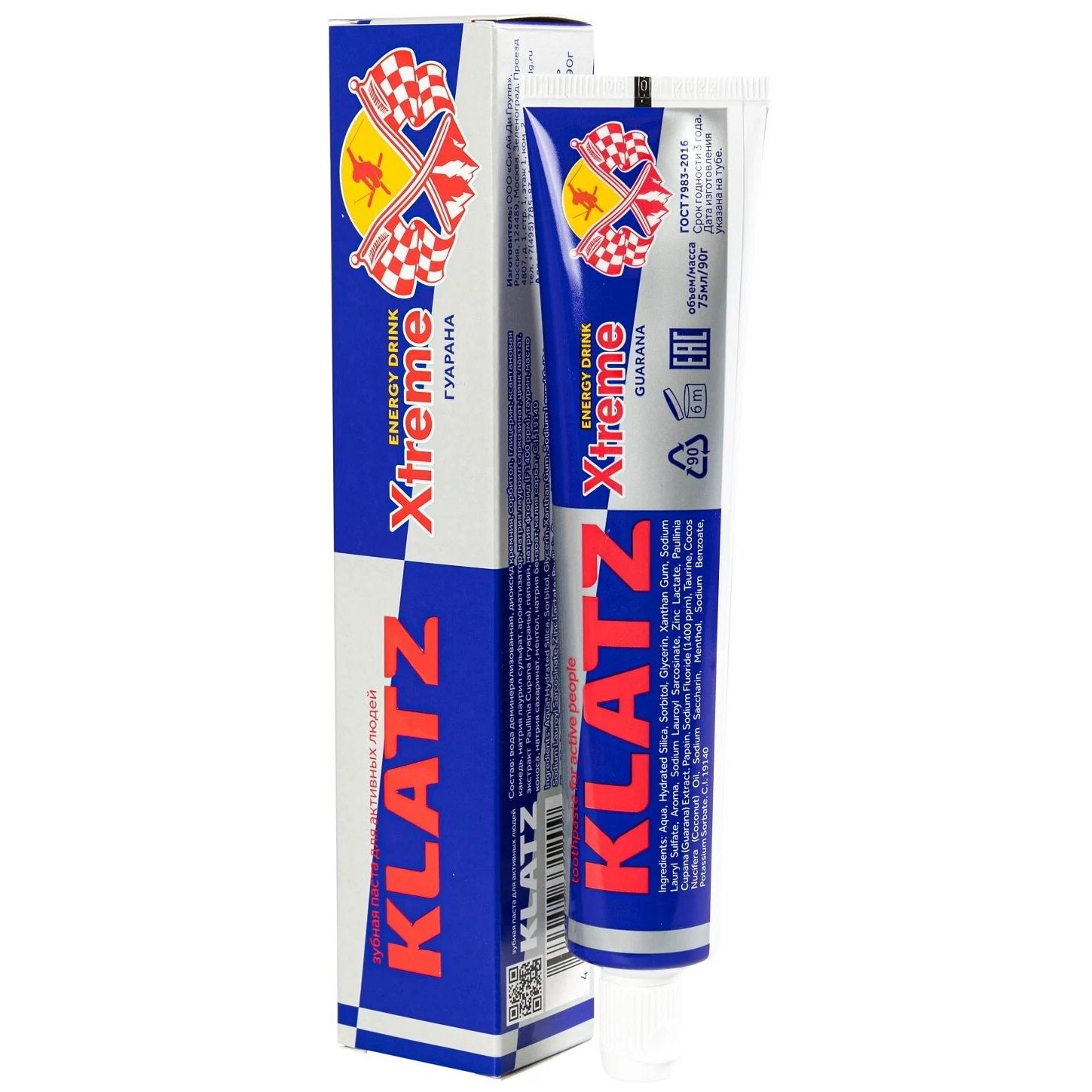 Зубная паста для активных людей KLATZ X-treme Energy drink Гуарана 75мл klatz паста зубная для активных людей гуарана x treme energy drink 75 мл