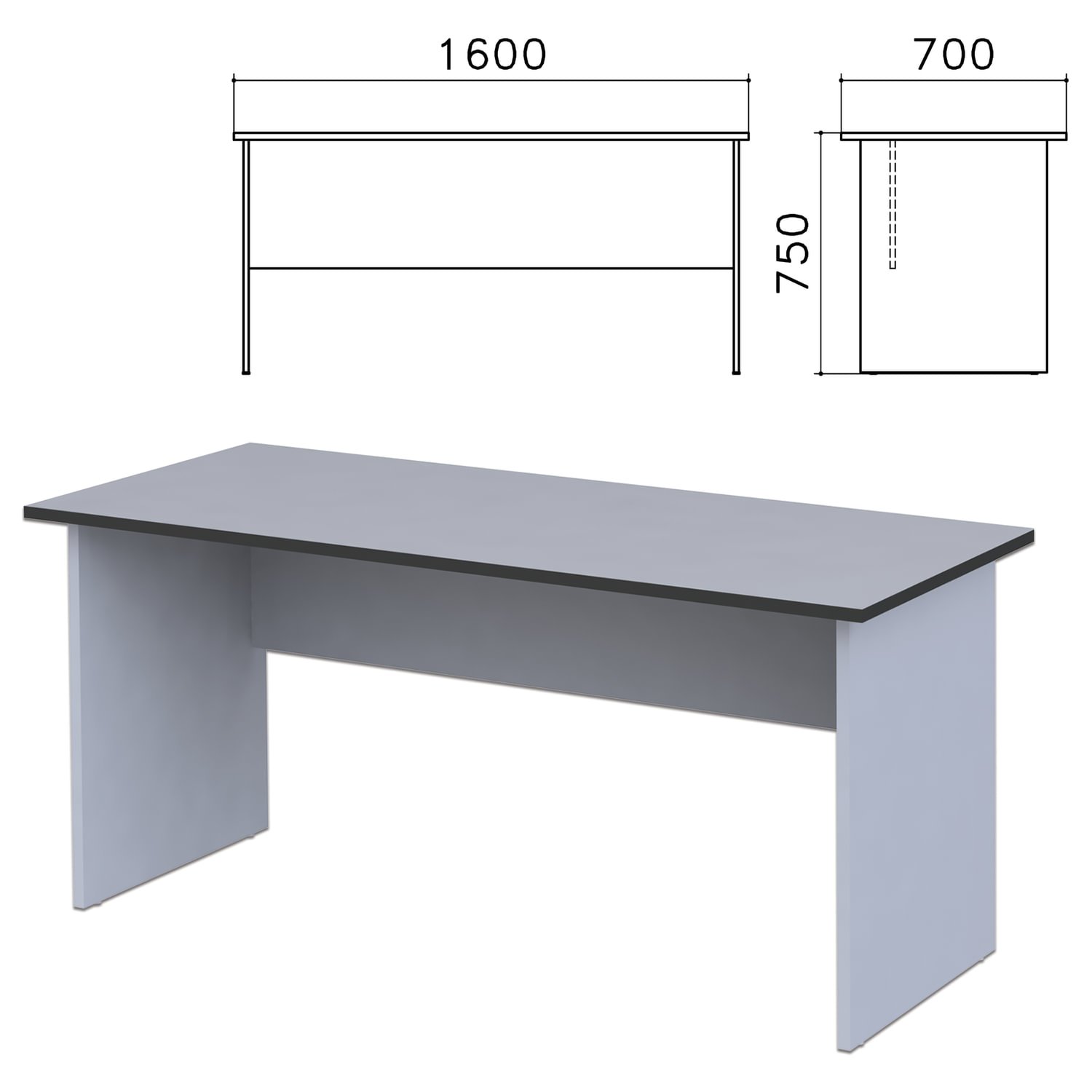 Стол письменный Монолит 160х70х75 см серый 13356₽