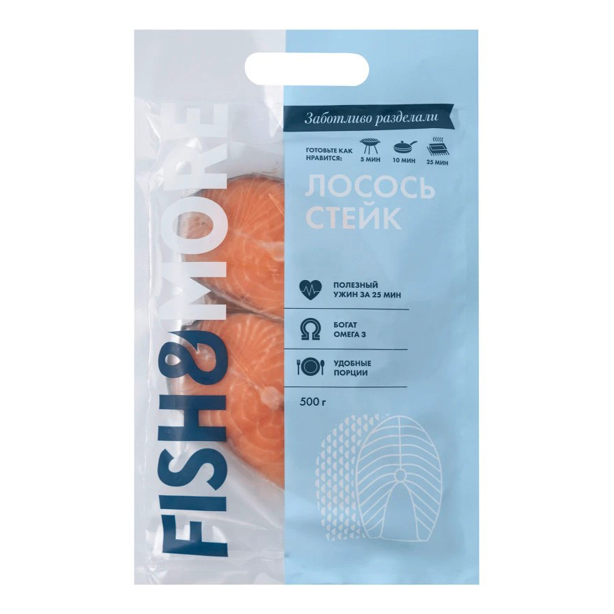 Лосось Fish&more Свежемороженый С Кожей Стейк 400 Г