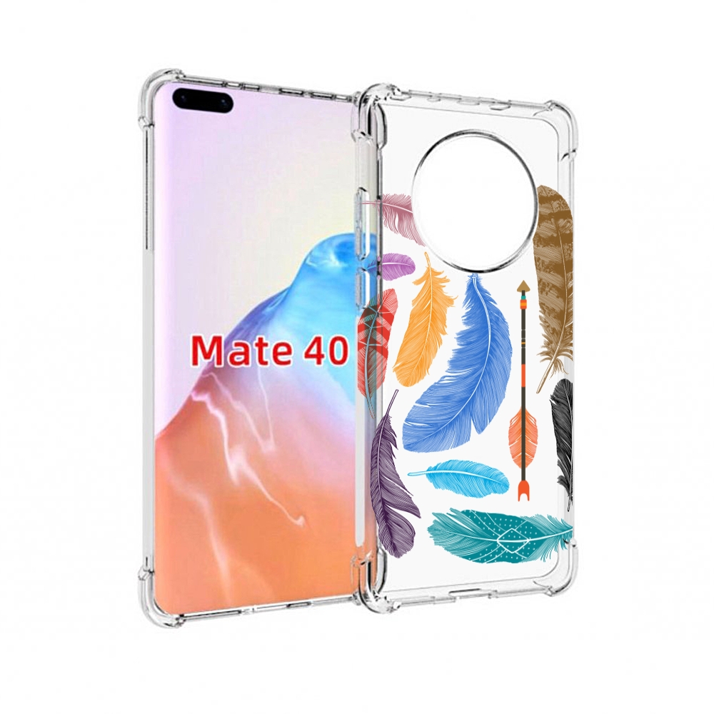 

Чехол MyPads Tocco для Huawei Mate 40 разноцветные перья, Прозрачный, Tocco