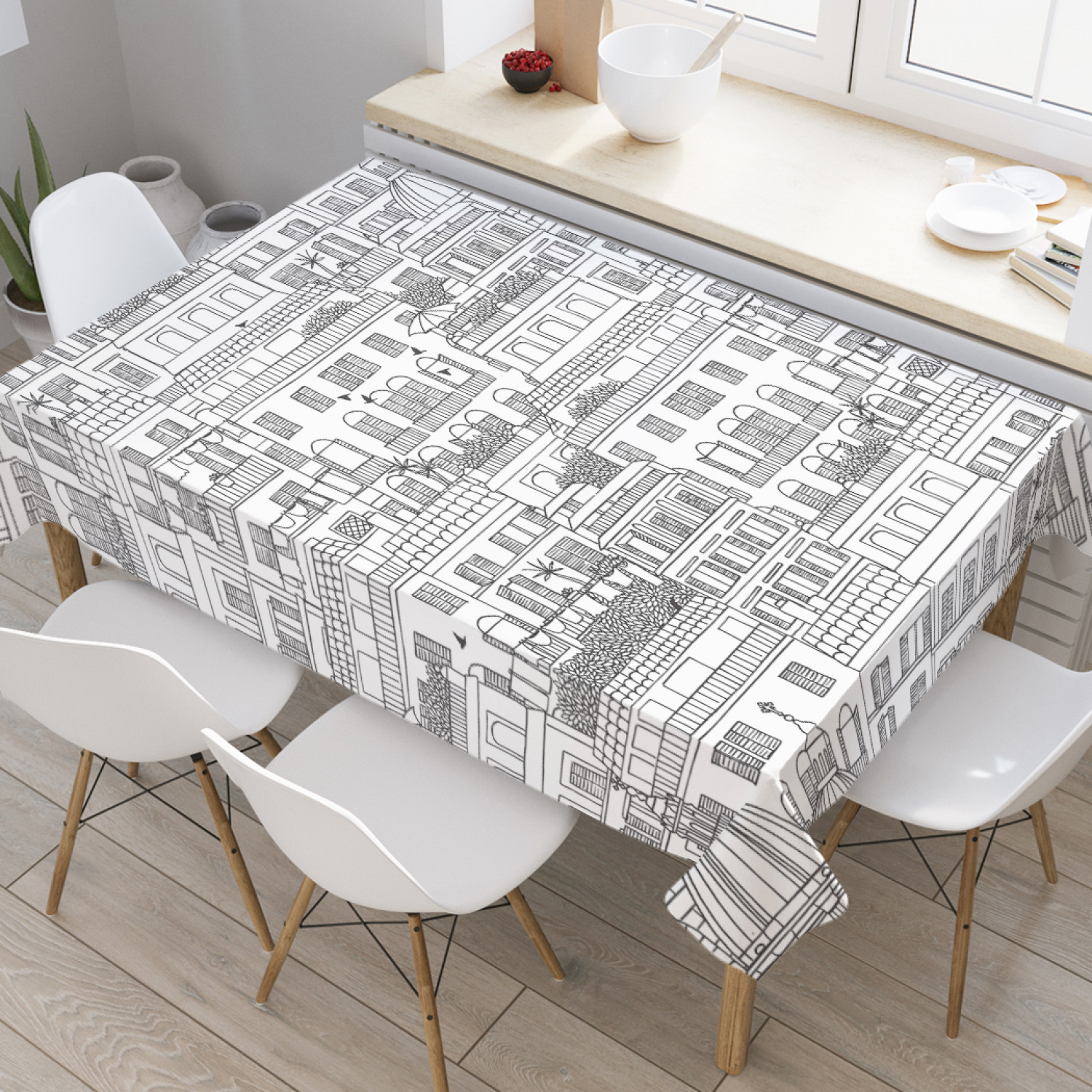 

Скатерть прямоугольная JoyArty "Паттерн архитектура города" из оксфорда, 180x145см, Белый, Паттерн архитектура города