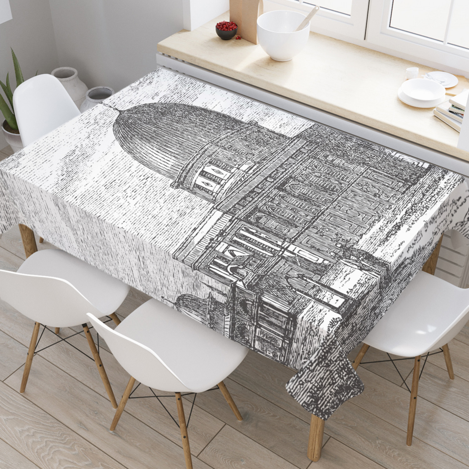 

Скатерть прямоугольная на кухонный стол JoyArty "Купол Скалы" из оксфорда, 180x145 см, Белый, Купол Скалы