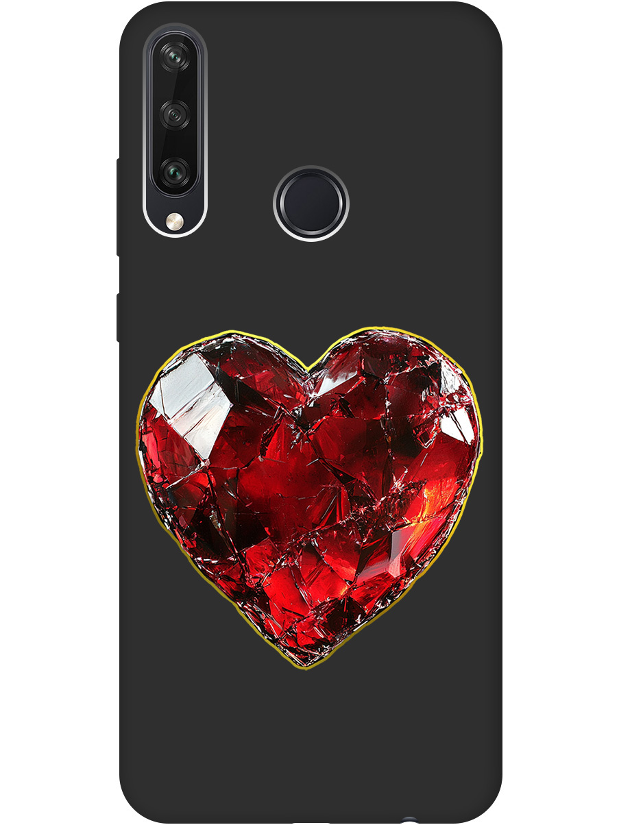 

Силиконовый чехол на Huawei Y6P с принтом "Сломленное сердце" матовый черный, Черный;золотистый;красный, 723101091