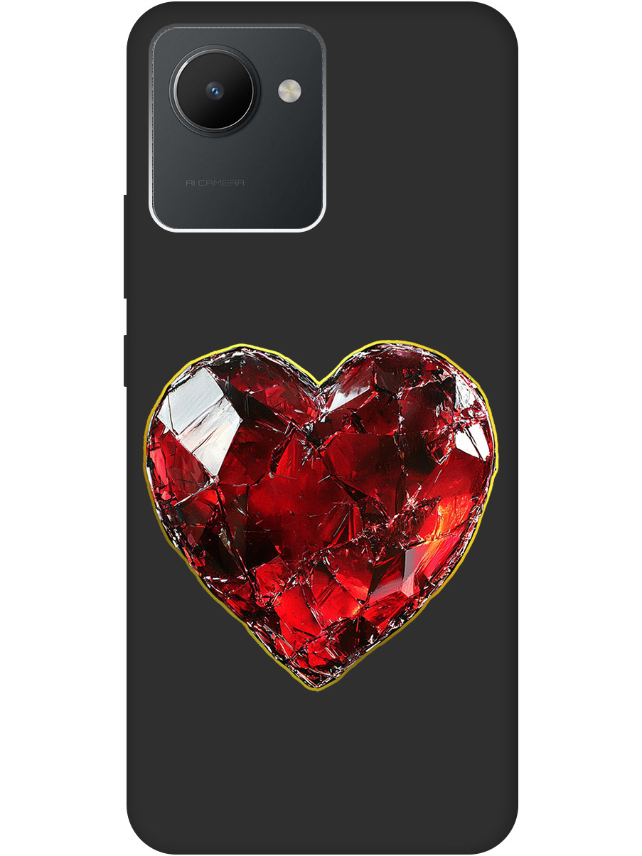 

Силиконовый чехол на Realme C30 с принтом "Сломленное сердце" матовый черный, Черный;золотистый;красный, 766400291