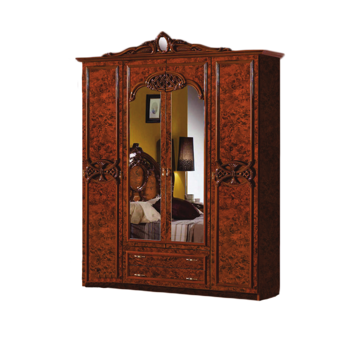 фото Шкаф 4-х дверный с зеркалами диа ольга орех диа мебель
