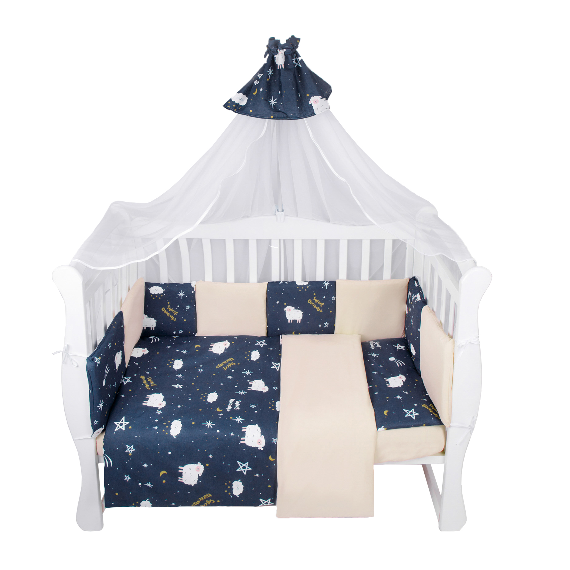 

Комплект в кроватку AmaroBaby 18 предметов Premium Galaxy синий, AMARO-3018