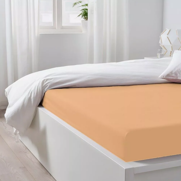 фото Простыня на резинке постель-виктория 200х200х20 персик трикотаж