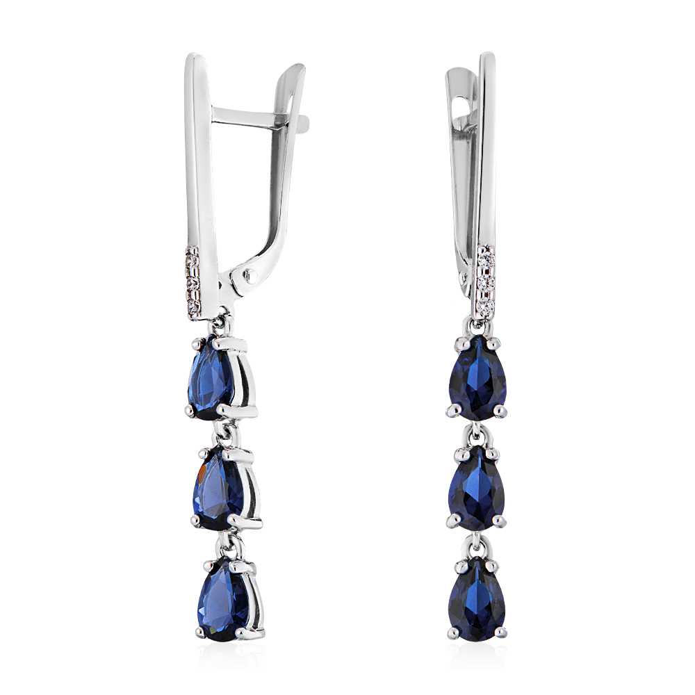 

Серьги из серебра с сапфиром/фианитом ЮВЕЛИР КАРАТ 2728486/91шс, 2728486/91шс