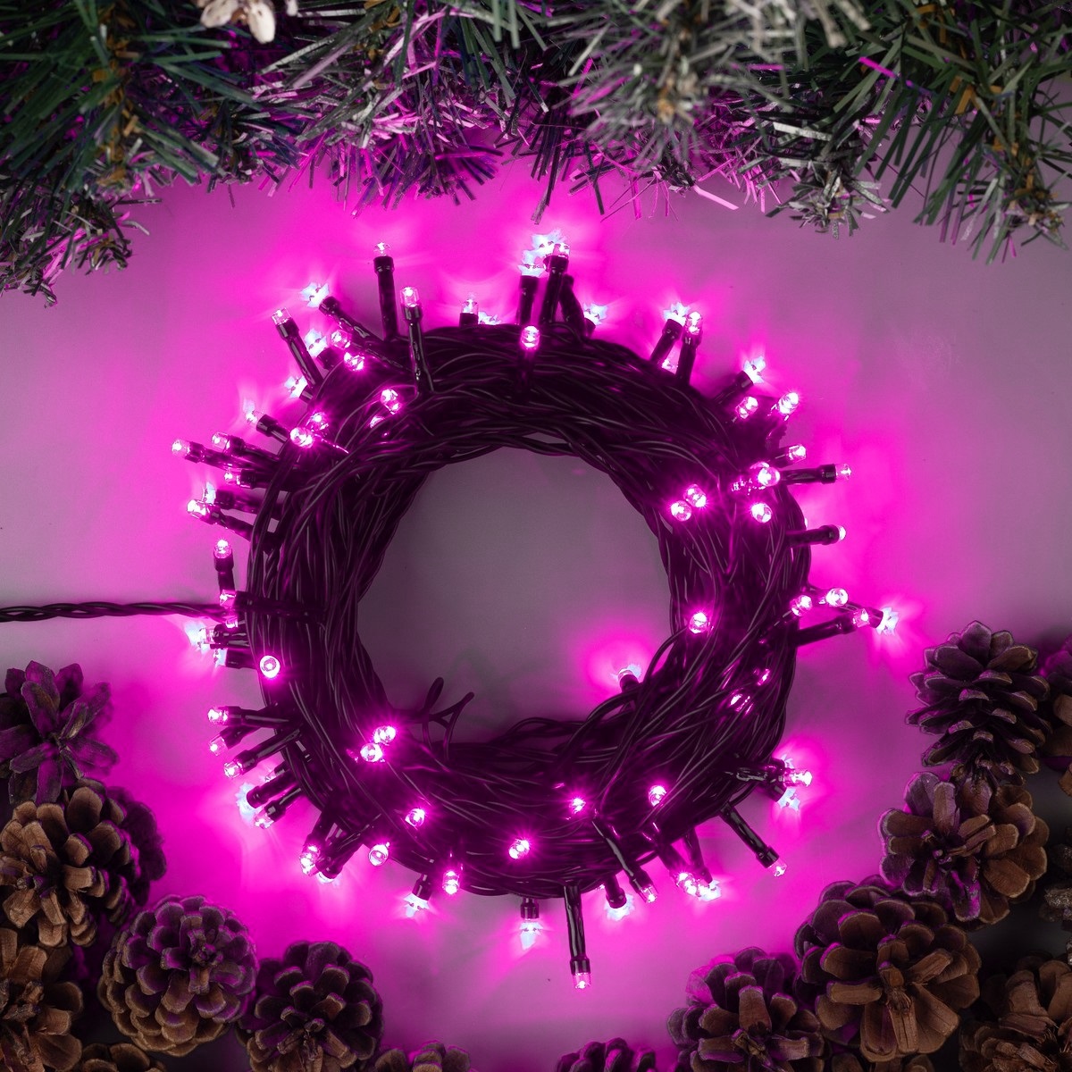 фото Световая гирлянда новогодняя qvatra christmas led lights 3m pink 3 м розовый