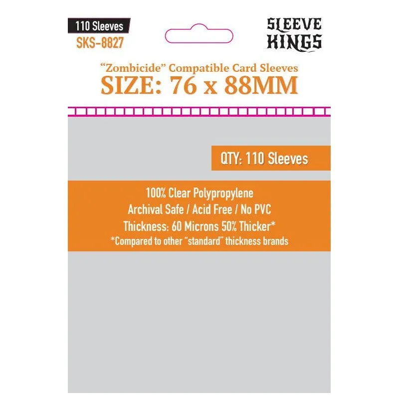 Протекторы для настольных игр Sleeve Kings Zombicide 76x88мм - 110шт, 60 микрон